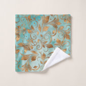 Golden Swirl Branches op licht Blauwgroen Bad Handdoek (Wasdoekje)