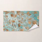 Golden Swirl Branches op licht Blauwgroen Bad Handdoek (Handdoek)