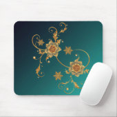 Golden Swirl Floral Mouse Pad Muismat (Met muis)