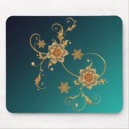 Golden Swirl Floral Mouse Pad Muismat