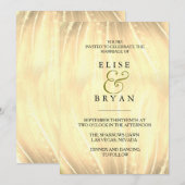 Golden Swirl Simple Modern Typography Wedding Kaart (Voorkant / Achterkant)