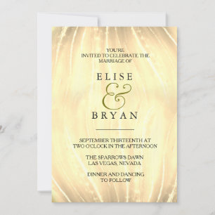 Golden Swirl Simple Modern Typography Wedding Kaart