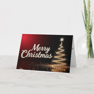 Golden Swirl Tree – Merry Christmas Radiance Bedankkaart