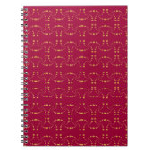Golden Swirling Polka Dots on Burgundy Red Notitieboek (Voorkant)