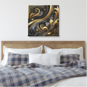 Golden Swirls and Curves Canvas Art Afdruk (Insitu (Slaapkamer))