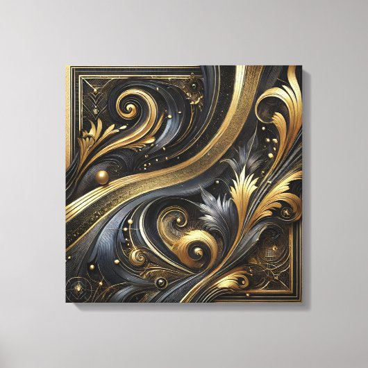Golden Swirls and Curves Canvas Art Afdruk (Voorkant)