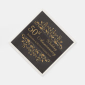 Golden swirls on black 50th Wedding Anniversary Servet (Hoek)