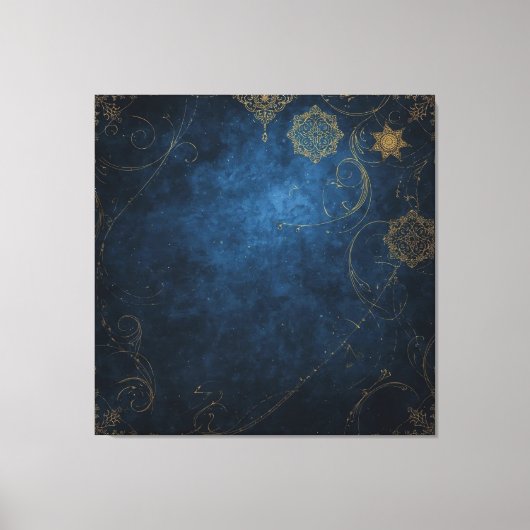 Golden Symbols on Indigo Sky  Canvas Afdruk (Voorkant)