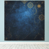 Golden Symbols on Indigo Sky  Canvas Afdruk (Insitu (Houten vloer))