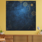 Golden Symbols on Indigo Sky  Canvas Afdruk (Insitu (Woonkamer))