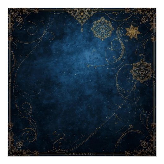 Golden Symbols on Indigo Sky  Perfect Poster (Voorkant)