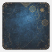 Golden Symbols on Indigo Sky Vierkante Sticker (Voorkant)