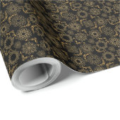 Golden Symbols Pattern 12.bw Black BG Cadeaupapier (Rol Hoek)
