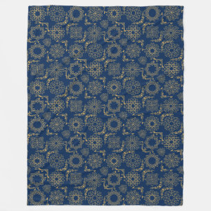 Golden Symbols Pattern 12.bw Black BG Fleece Blan Deken