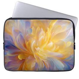 Golden Symphony of Blooming Abstract Petals Laptop Sleeve