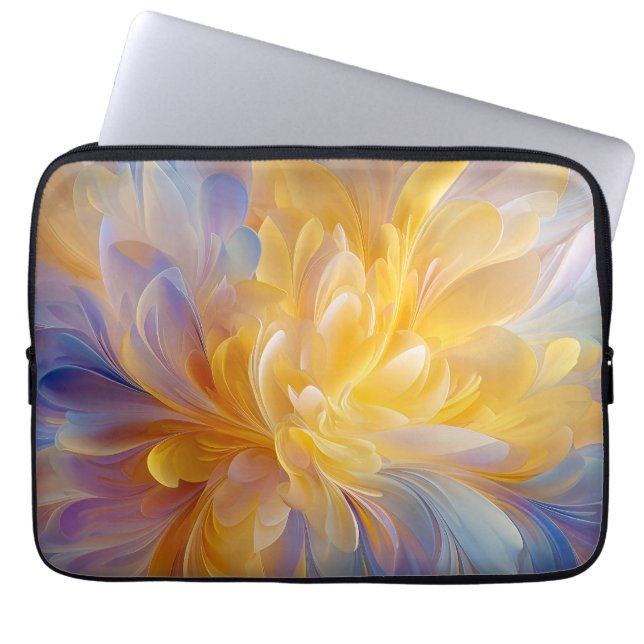 Golden Symphony of Blooming Abstract Petals Laptop Sleeve (Voorkant)