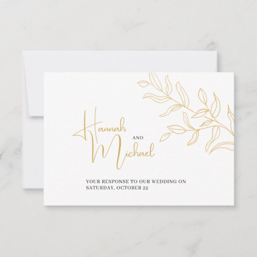 Golden takmeel optie bruiloft RSVP Kaartje (Voorkant)