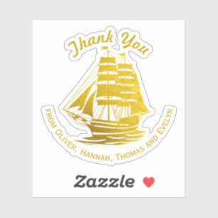Golden Tall schip boot zeilen nautisch Dank u Sticker