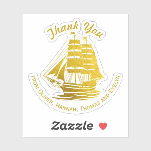 Golden Tall schip boot zeilen nautisch Dank u Sticker (Vel)