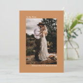 Golden Tan Camel Minimalist Vertical Photo Weddens Kaart (Staand voorkant)