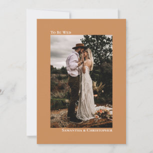 Golden Tan Camel Minimalist Vertical Photo Weddens Kaart