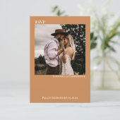 Golden Tan Simple Minimalist Photo Wedding RSVP Kaartje (Staand voorkant)