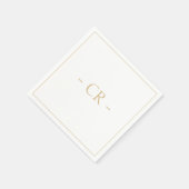 Golden Taupe & Wit Paar Initialen Monogram Servet (Hoek)