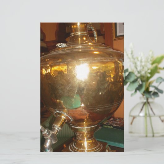  Golden Tea Pot Wall Art & Print Briefpapier (Staand voorkant)