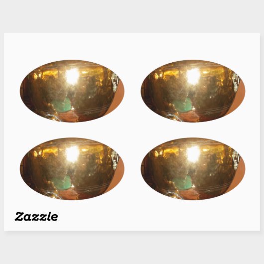  Golden Tea Pot Wall Art & Print Ovale Sticker (Vel)