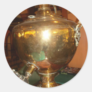 Golden Tea Pot Wall Art & Print Ronde Sticker