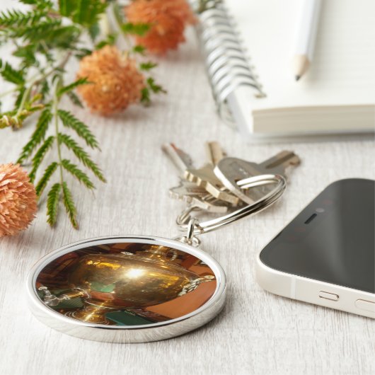  Golden Tea Pot Wall Art & Print Sleutelhanger (Zijkant)