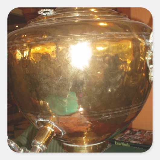  Golden Tea Pot Wall Art & Print Vierkante Sticker (Voorkant)