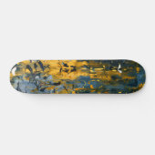Golden Teal Grunge Streak Skateboard (Horizontaal)