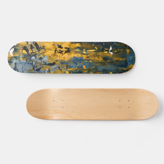 Golden Teal Grunge Streak Skateboard (Horizontaal)