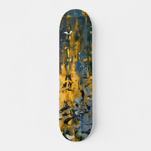 Golden Teal Grunge Streak Skateboard (Voorkant)