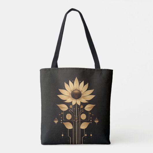 Golden Tech Bloom – Solarpunk Art Tas (Achterkant)