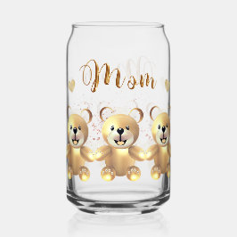 Golden Teddy Bear Blikvorm Glas