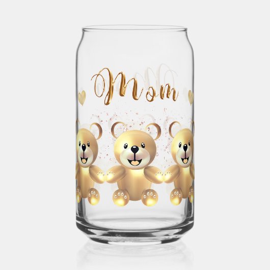 Golden Teddy Bear Blikvorm Glas (Achterkant)