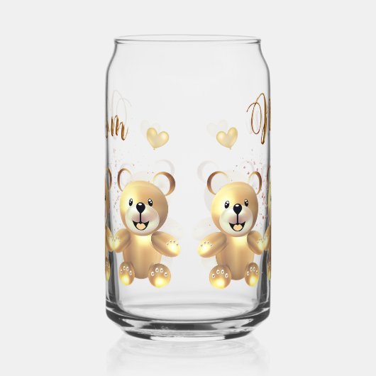 Golden Teddy Bear Blikvorm Glas (Rechts)