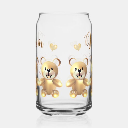 Golden Teddy Bear Blikvorm Glas (Links)
