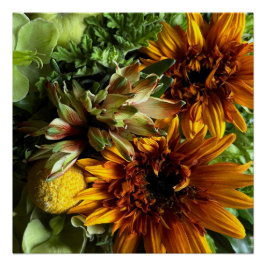 Golden Teddy Bear Sunflower & Alstroemeria Poster