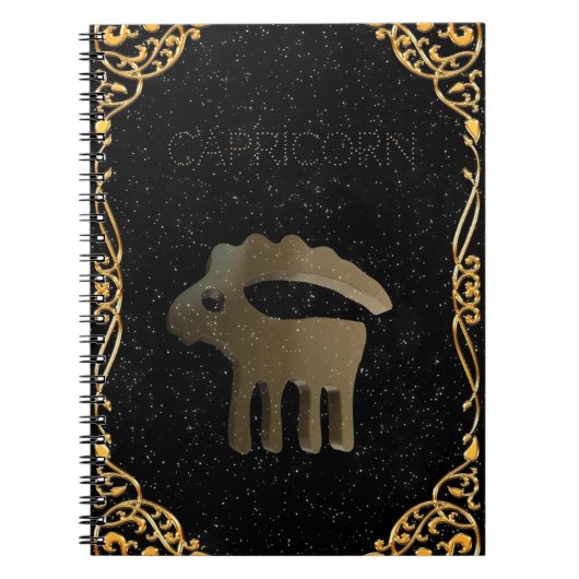 Golden-teken van Capricorn Notitieboek (Voorkant)