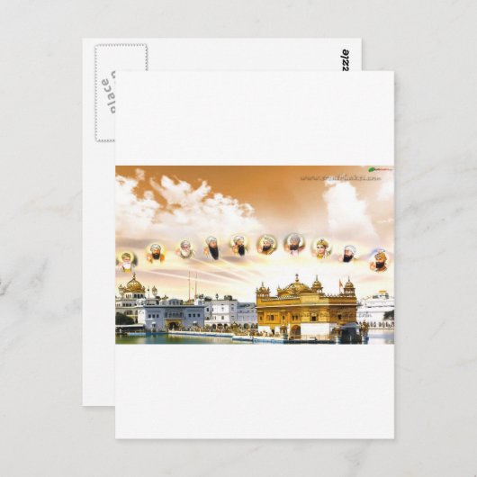 GOLDEN TEMPEL MET SIKH GURUS BRIEFKAART (Voorkant / Achterkant)