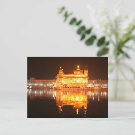 Golden Temple Amritsar Noord-India bij nacht Briefkaart (Staand voorkant)