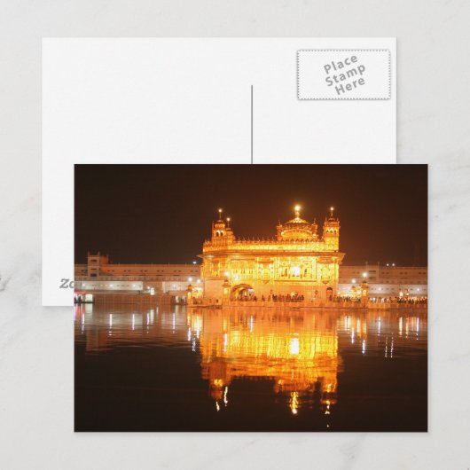 Golden Temple Amritsar Noord-India bij nacht Briefkaart (Voorkant / Achterkant)