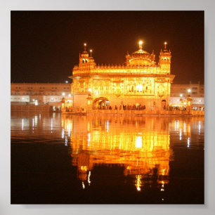 Golden Temple Amritsar Noord-India bij nacht Poster