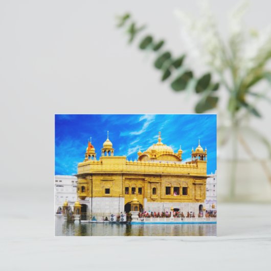 GOLDEN TEMPLE BLUE SKY BACKGROUND AMRITSAR BRIEFKAART (Staand voorkant)