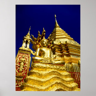 Golden Temple - Chiang Mai - Thailand Poster