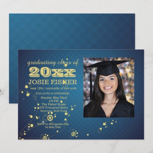 Golden Tendrils Fotouitnodiging Kaart (Voorkant / Achterkant)