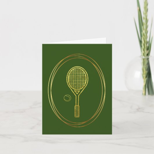 Golden Tennis Racket en Ball Outline Card Kaart (Voorkant)